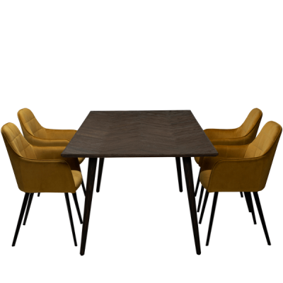 Elegant mødebord med 4 komfortable velour stole