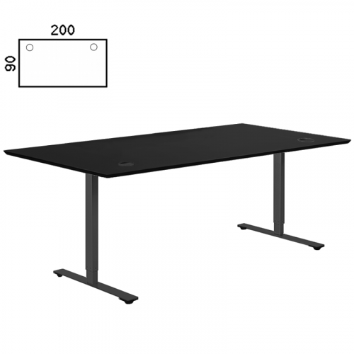 Delta hæve sænke bord 200x90 sort nanolaminat