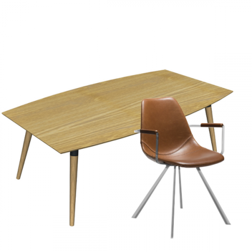 Nordisk træ mødebord med 6 mødestole