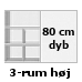 3-rum høj - dybde 80 cm (0,-) (2-318-10V)