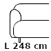Sofa med armlæn længde 248 cm (5.180,-) (219)