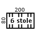 Bordplade str 200x80 cm - 4 stoleophæng (984,-) (6 x stoleophæng)