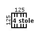 Bordplade str 140x125 cm - 4 stoleophæng (584,-) (4 x stoleophæng)