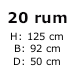 20 rum H125xB92xD50 cm - 72 kg LEVERINGSTID 3-4 uger (7.224,-) (108991)