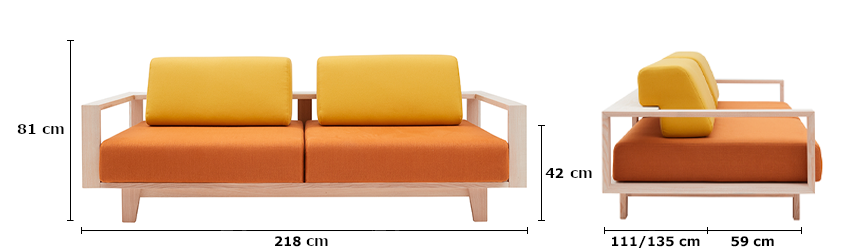 wood sofa mål